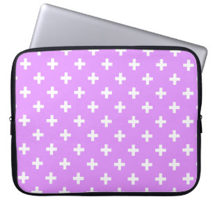 White polka crosses on lilac laptop sleeve