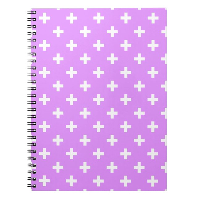 White polka crosses on lilac notebook (Front)