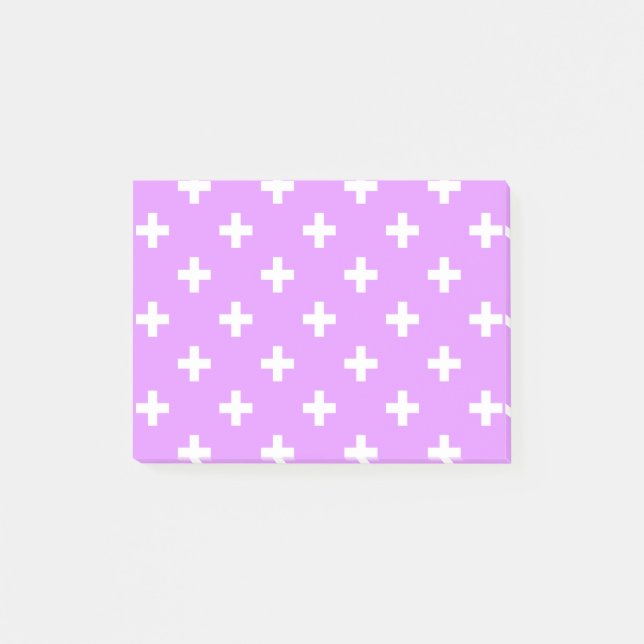 White polka crosses on lilac post-it notes (Front)