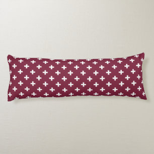 White polka crosses on mulberry body pillow