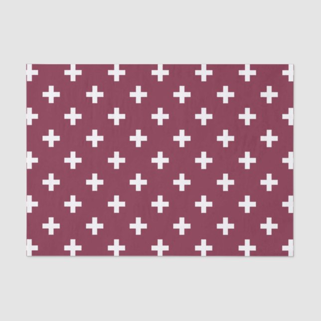 White polka crosses on mulberry tissue paper (Front)