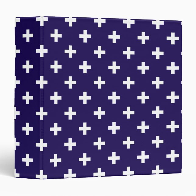 White polka crosses on navy blue binder (Front/Spine)