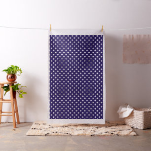 White polka crosses on navy blue fabric