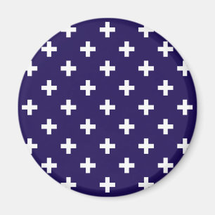 White polka crosses on navy blue magnet