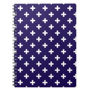 White polka crosses on navy blue notebook