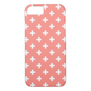 White polka crosses on peach Case-Mate iPhone case