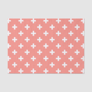 White polka crosses on peach tissue paper