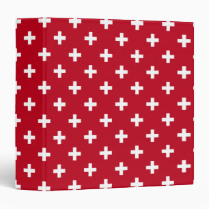 White polka crosses on red binder