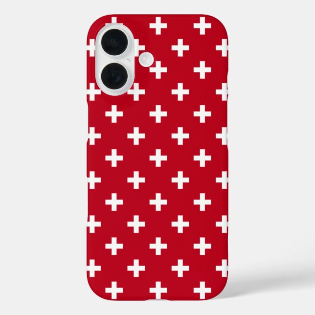 White polka crosses on red Case-Mate iPhone case (Back)