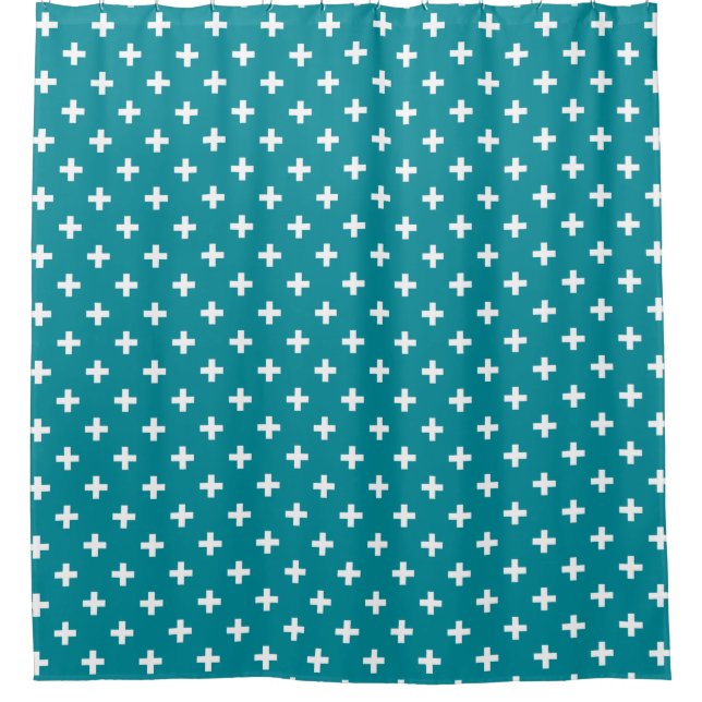White polka crosses on teal (Front)