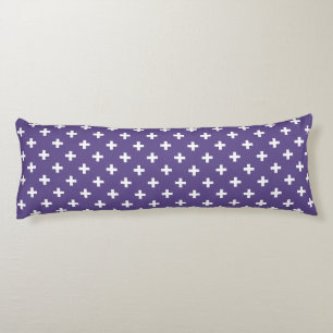 White polka crosses on ultra violet body pillow