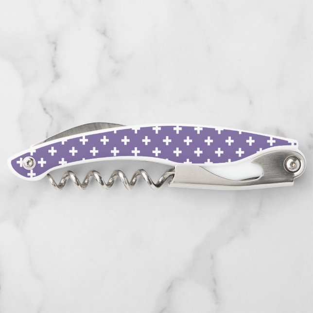 White polka crosses on ultra violet corkscrew (Back)