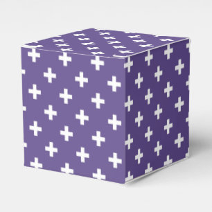 White polka crosses on ultra violet favor box