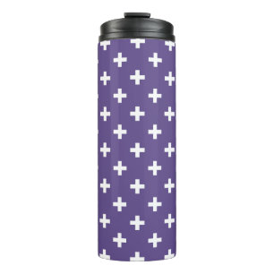 White polka crosses on ultra violet thermal tumbler