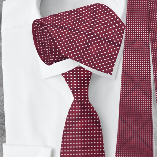 White Polka Dot Burgundy Red NeckTie (Creator Uploaded)