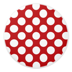 White Polka Dot Design -  Ceramic Knob
