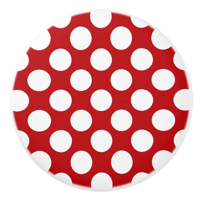 White Polka Dot Design -  Ceramic Knob (Front)