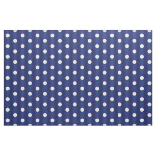 White Polka Dot Navy Blue Fabric