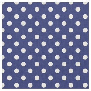 White Polka Dot Navy Blue Pattern Fabric