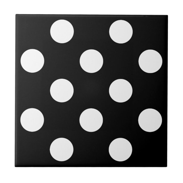 White Polka Dot on Black Pattern Tile (Front)