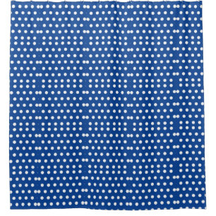White Polka Dot on Blue Background
