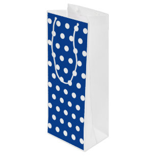 White Polka Dot on Blue Background     Wine Gift Bag