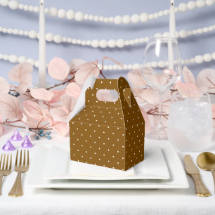 White Polka Dot on Brown Popcorn Gable Favor Box