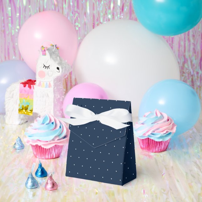 White Polka Dot on Classic Navy Blue Tent Favor Box (Party)