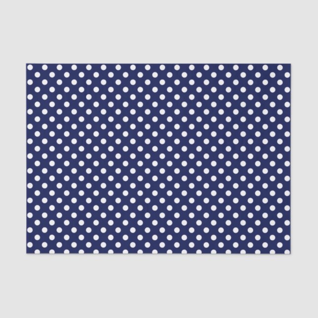 White Polka Dot on Navy Blue Tissue Paper (Front)