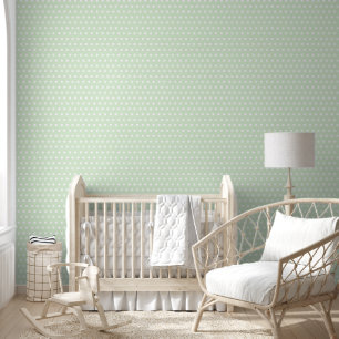 White Polka Dot on Pale Green Pattern Wallpaper