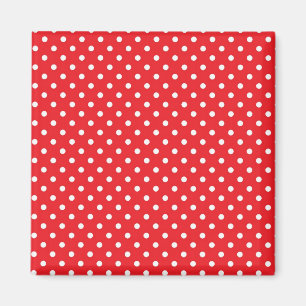 White polka dot on red background magnet