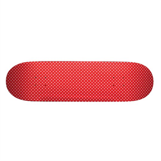 White polka dot on red background skateboard deck