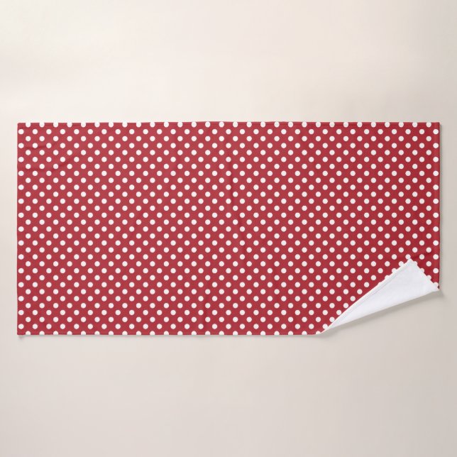 White Polka Dot On Red Bath Towel (Bath Towel)
