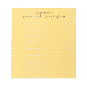 White Polka Dot Pattern On Yellow Custom Text Notepad