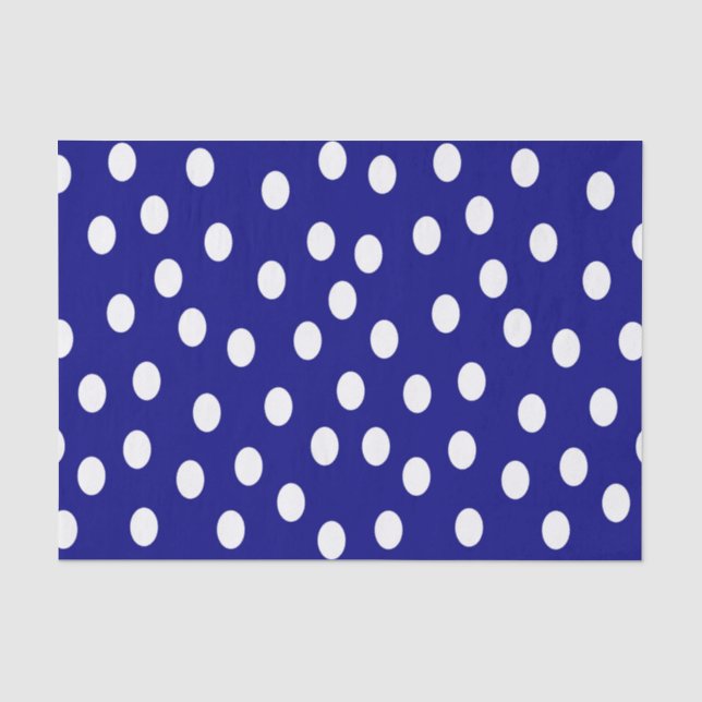 White Polka Dots Blue Tissue Paper (Front)