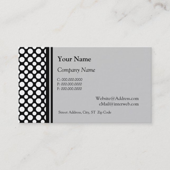 White Polka Dots Custom Business Cards (Front)