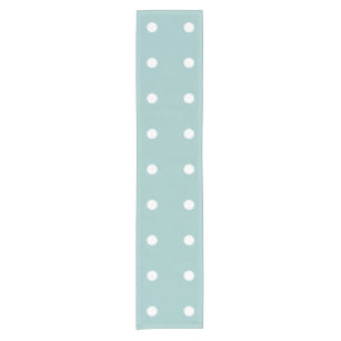 White Polka Dots Eggshell Blue Geometric Patterns Short Table Runner