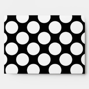 White polka dots large on black envelope