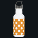 White polka dots on amber 532 ml water bottle<br><div class="desc">White polka dots on amber</div>