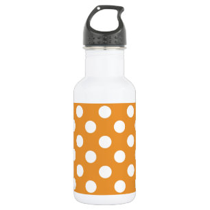 White polka dots on amber 532 ml water bottle