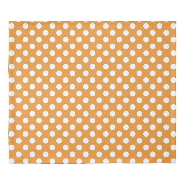White polka dots on amber duvet cover (Front)