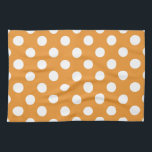 White polka dots on amber kitchen towel<br><div class="desc">White polka dots on amber</div>