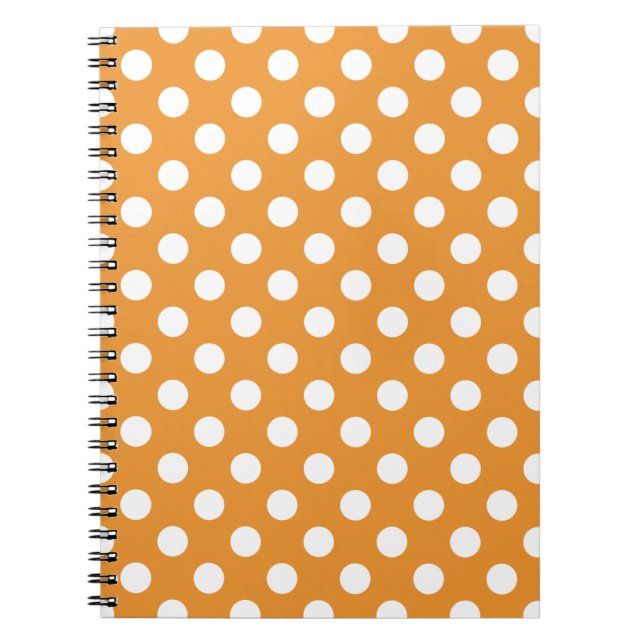 White polka dots on amber notebook (Front)