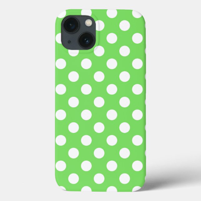 White polka dots on apple green Case-Mate iPhone c Case (Back)