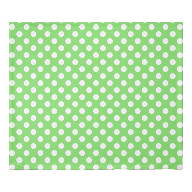 White polka dots on apple green duvet cover (Front)