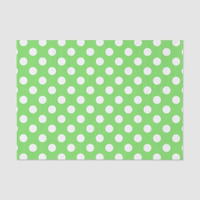 White polka dots on apple green tissue paper (Front)