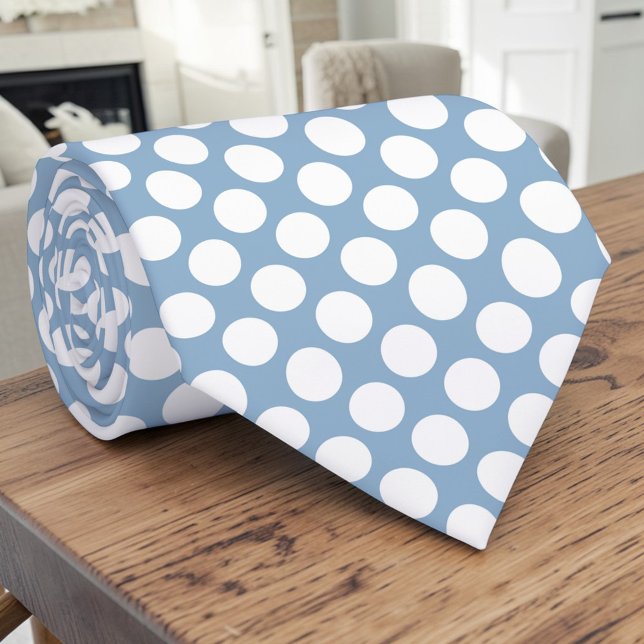 White Polka Dots on Baby Blue Custom Necktie (Creator Uploaded)