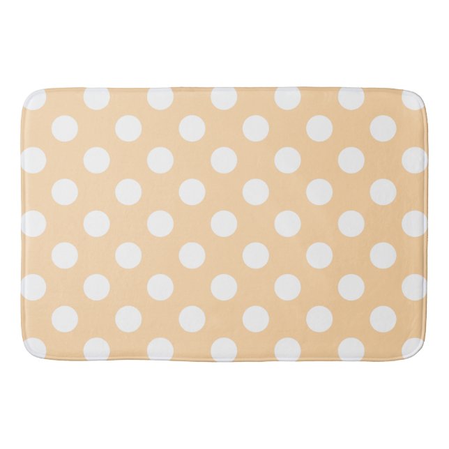White polka dots on beige bath mat (Front)