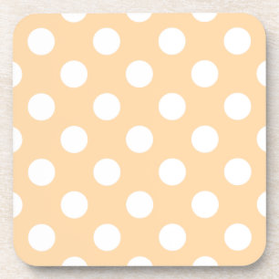 White polka dots on beige coaster