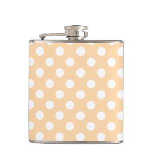 White polka dots on beige hip flask